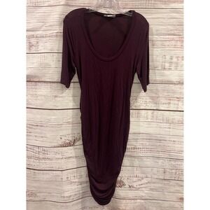 Motherhood Maternity Plum Purple Ruched Bodycon Dress Medium 96514 Scoop Neck